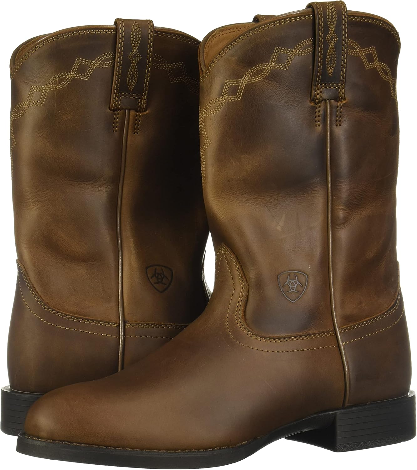 ariat heritage roper 男士 西部靴,传统皮革乡村靴 : ariat: 亚马逊